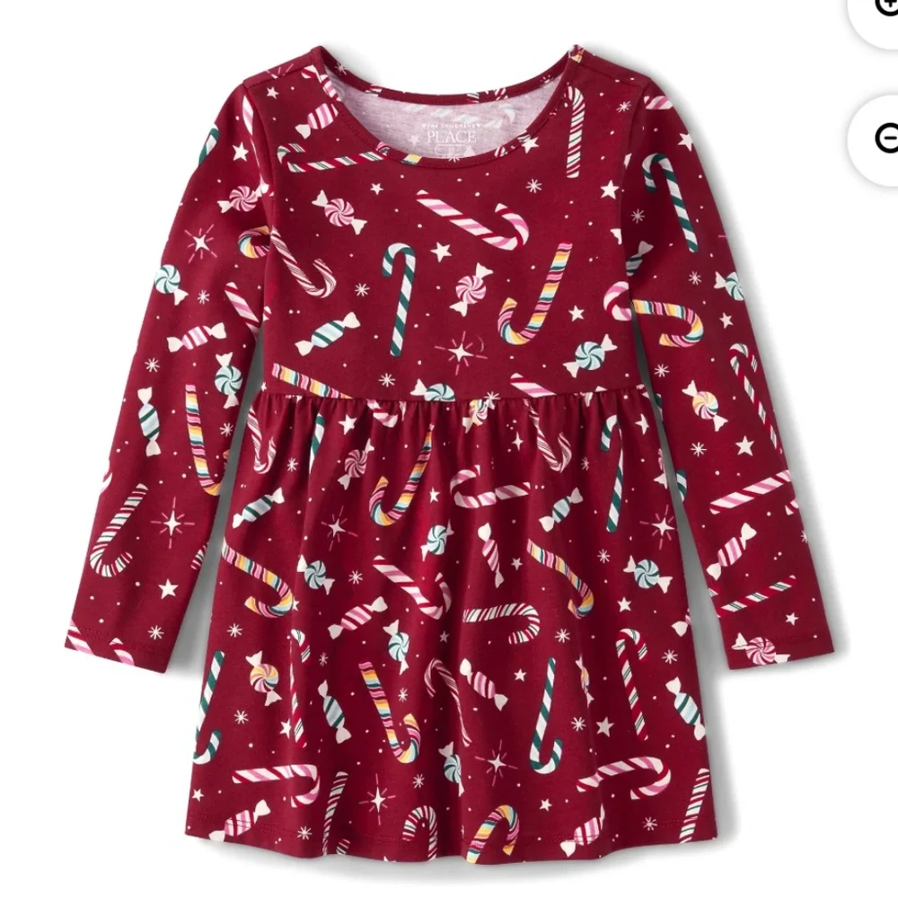 The Children’s Place Toddler Girls Red Candy Cane  Print Dress Size 5T NWT